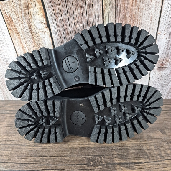 Gucci Jeanne GG Logo Chain Slip On Leather Lug Loafer Women's Sz 8 EU38 Black - Picture 11 of 13